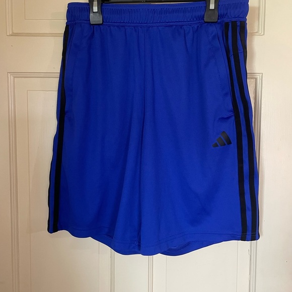 Adidas Men's Medium Blue Athletic Shorts Polyester Gym Workout Aeroready - Picture 1 of 11